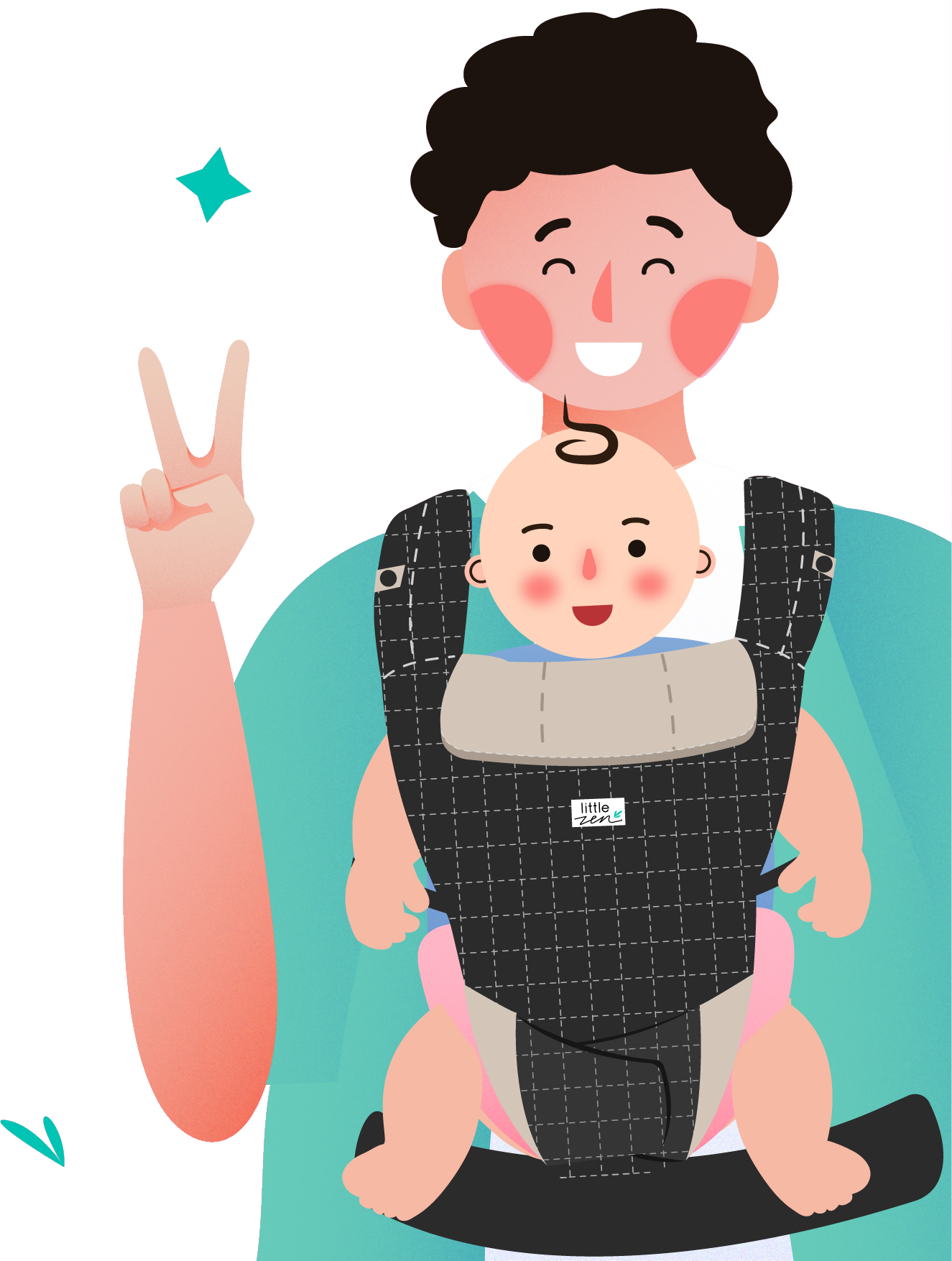 man carrying a child in carrier